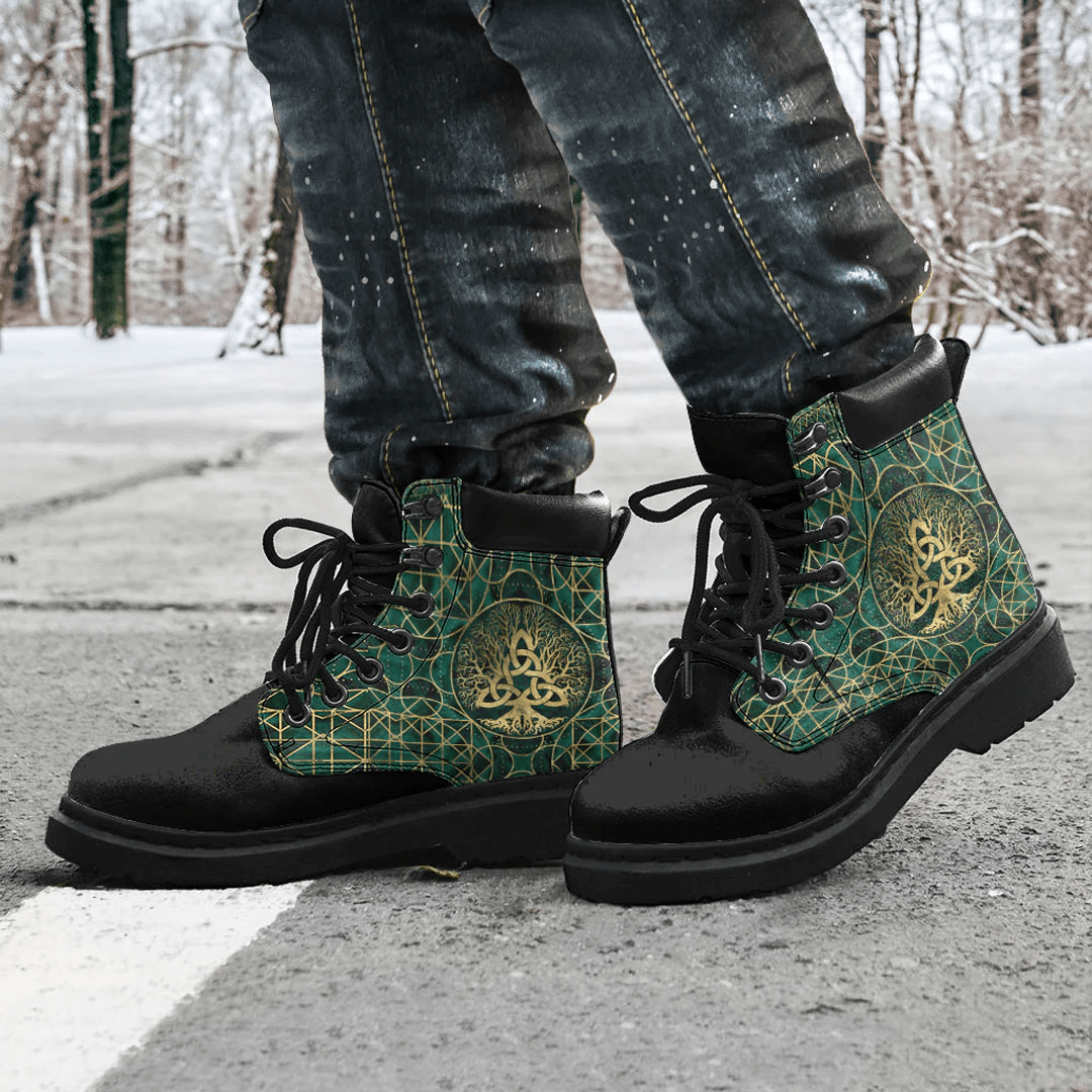Boots Tree Of Life With Triquetra Malachite And Gold All Season Boots