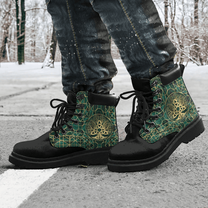 Boots Tree Of Life With Triquetra Malachite And Gold All Season Boots