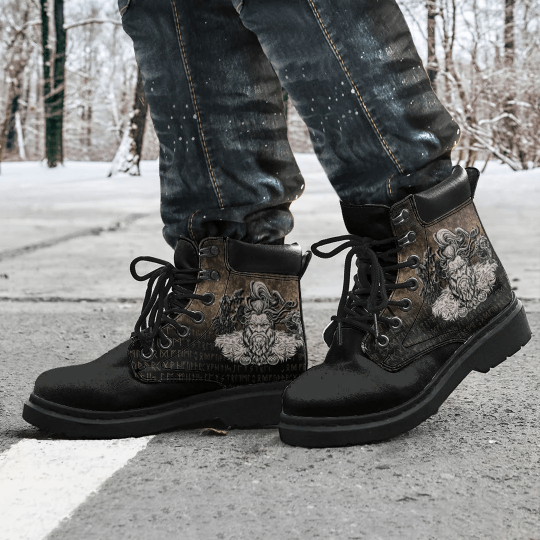 Boots Norse Viking Mythology Allfather Odin Huginn Muninn All Season Boots