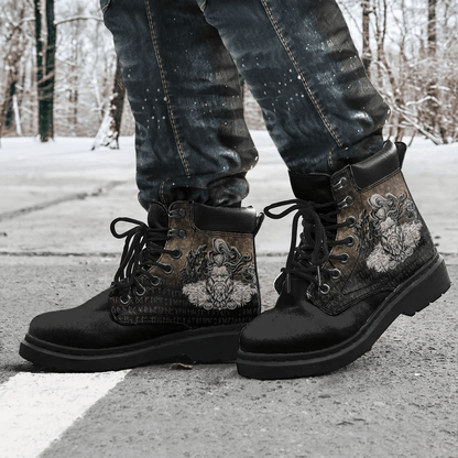 Boots Norse Viking Mythology Allfather Odin Huginn Muninn All Season Boots