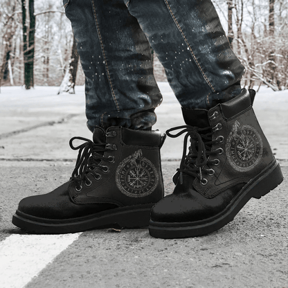 Boots Vegvisir With Ouroboros And Runes All Season Boots