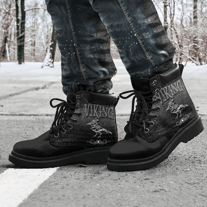Boots Viking Raven Bird Nordic Style Norseman All Season Boots