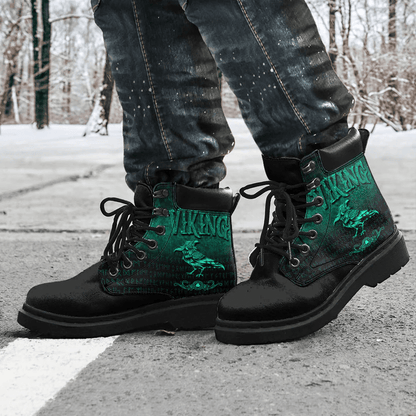 Boots Viking Raven Bird Nordic Style Norseman All Season Boots