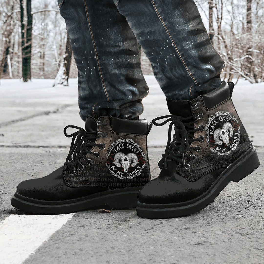 Boots Viking Black Sheep Skull Axe All Season Boots