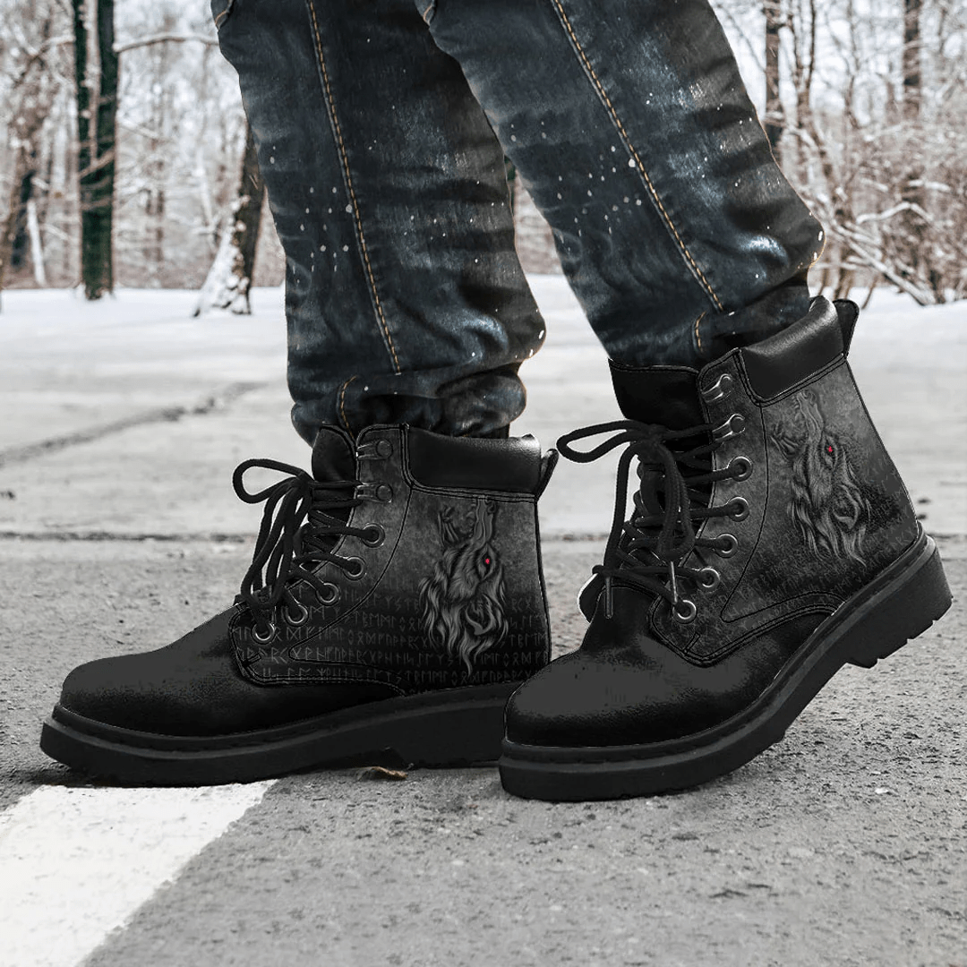 Boots Viking Fenrir Wolf Howls To The Gods All Season Boots