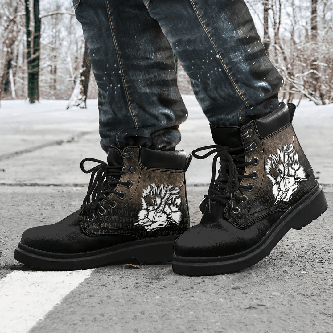 Boots Viking Axe Warrior Norse Mythology Valhalla All Season Boots