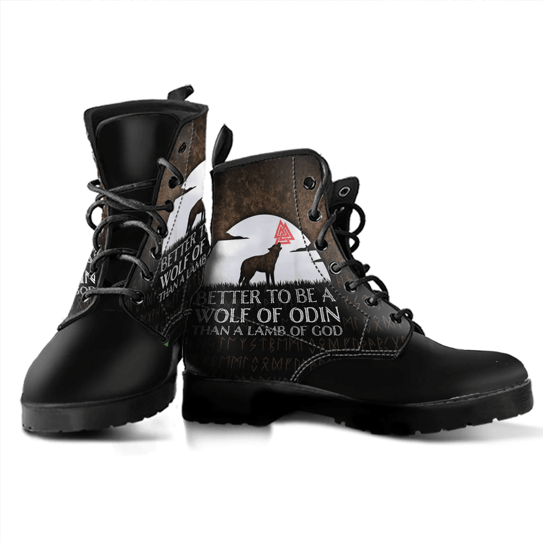 Boots Better To Be A Wolf Of Odin Than A Lamb Of God Leather Boots