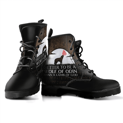 Boots Better To Be A Wolf Of Odin Than A Lamb Of God Leather Boots