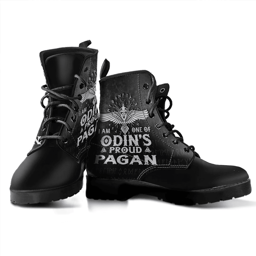 Boots I Am One Of Odin's Proud Pagan Leather Boots