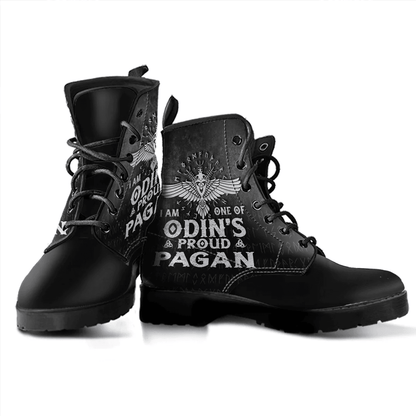 Boots I Am One Of Odin's Proud Pagan Leather Boots