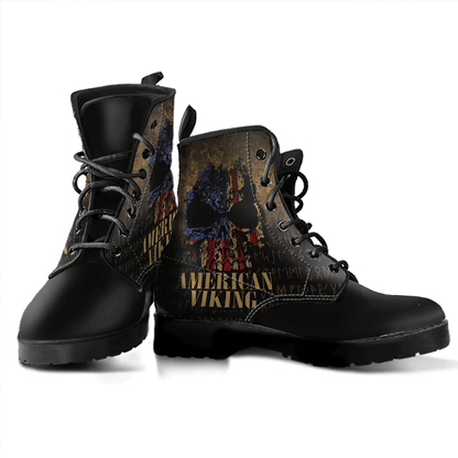 Boots American Flag Viking Warrior Norse Leather Boots