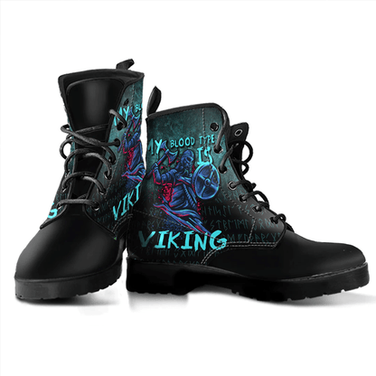 Boots Blood Type Viking Axe Warrior Valhalla Leather Boots