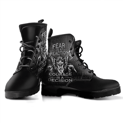 Boots Fear Is A Reaction Courage Is A Decision Leather Boots