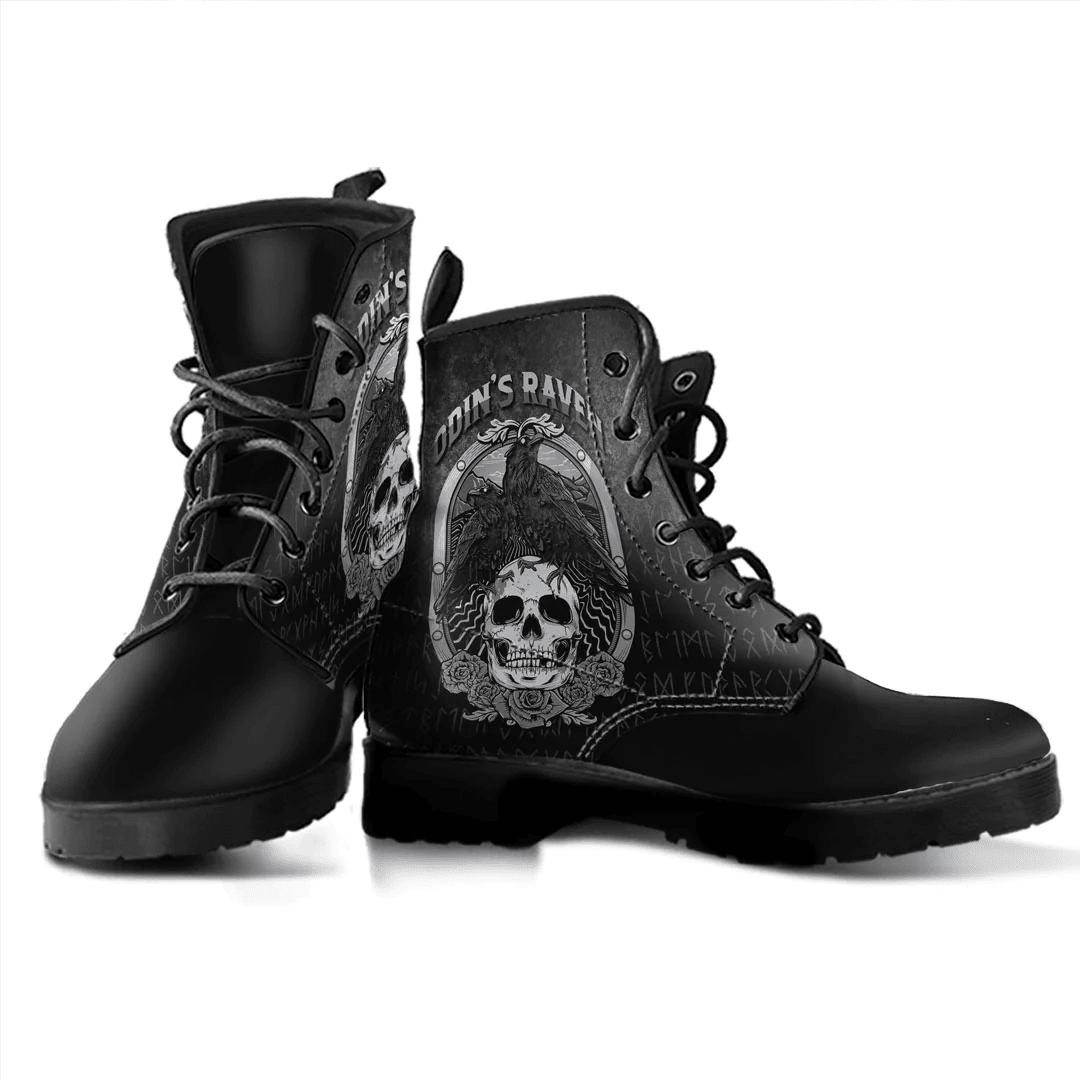 Boots Odins Raven Norse Mythology Ravens Midgard Birds Crow Leather Boots