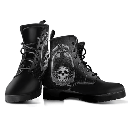 Boots Odins Raven Norse Mythology Ravens Midgard Birds Crow Leather Boots