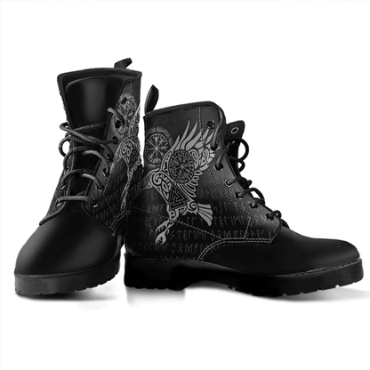 Boots Raven Vegvisir Tattoo Leather Boots