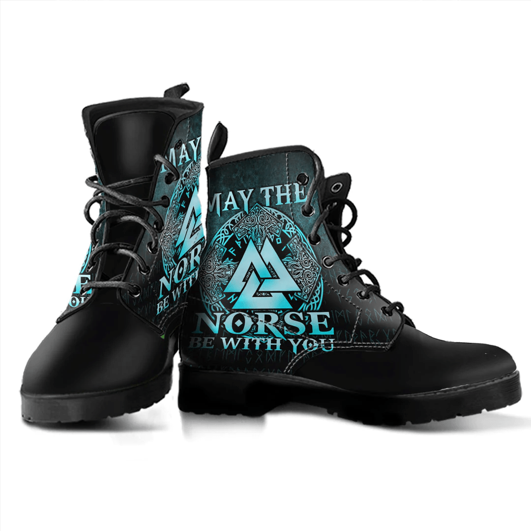 Boots May The Norse Be With You Viking Cyan Leather Boots