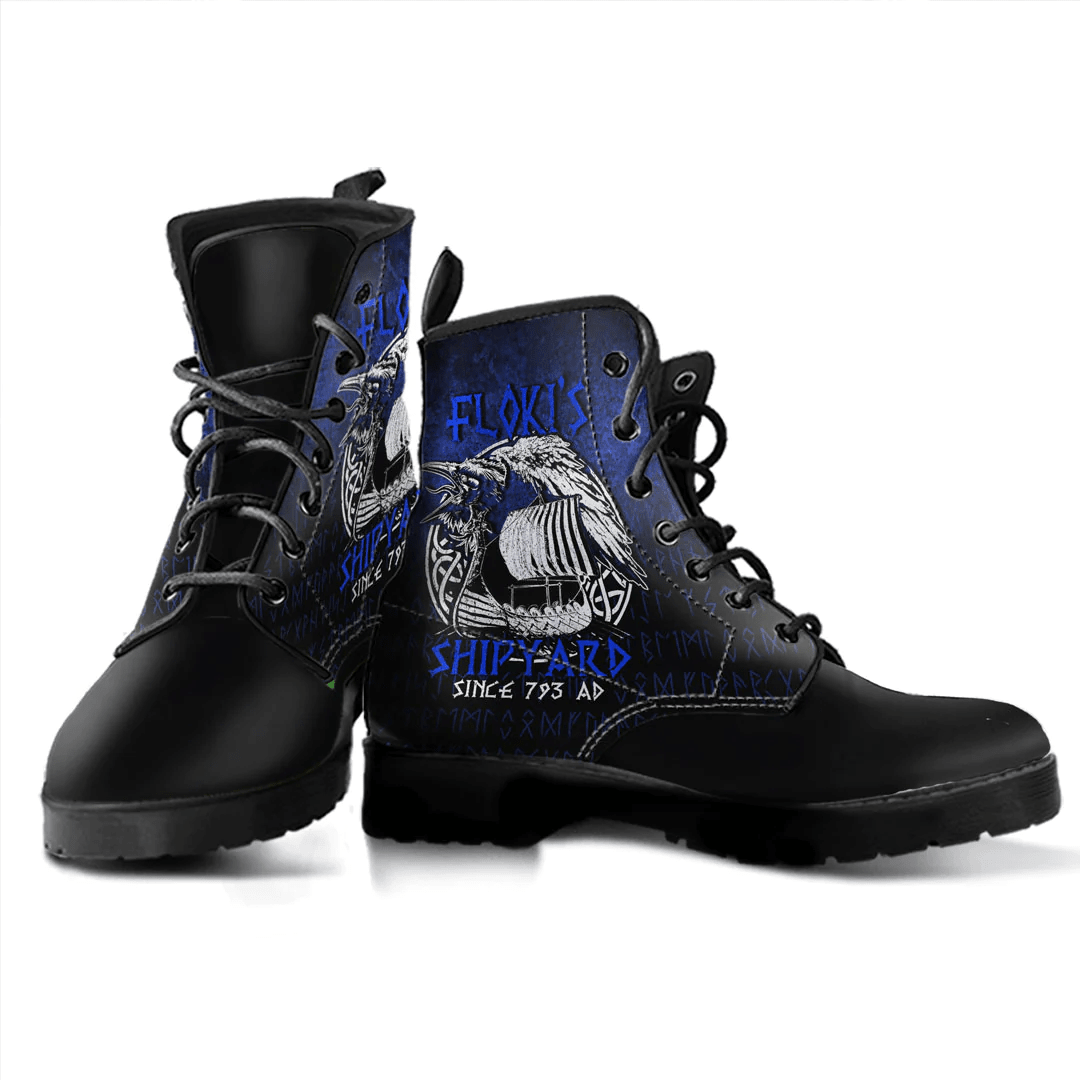 Boots Kattegat Longboat Raven Norse Mythology Flokis Shipyard Leather Boots