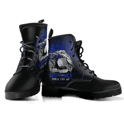 Boots Kattegat Longboat Raven Norse Mythology Flokis Shipyard Leather Boots