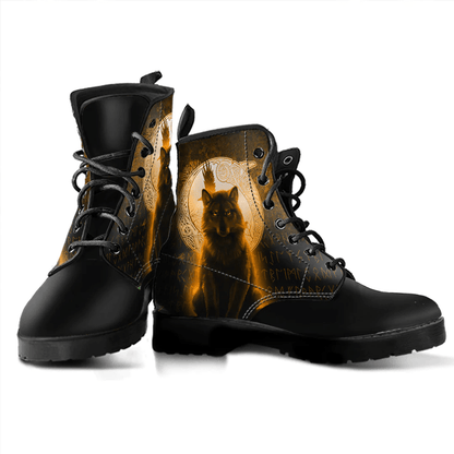 Boots Fenrir Viking Wolf Gold Leather Boots