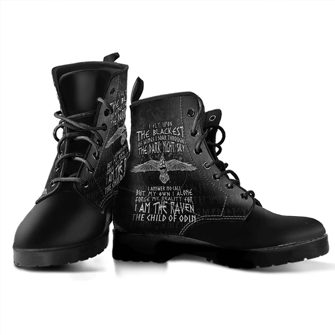 Boots I Am The Raven The Child Of Odin Leather Boots