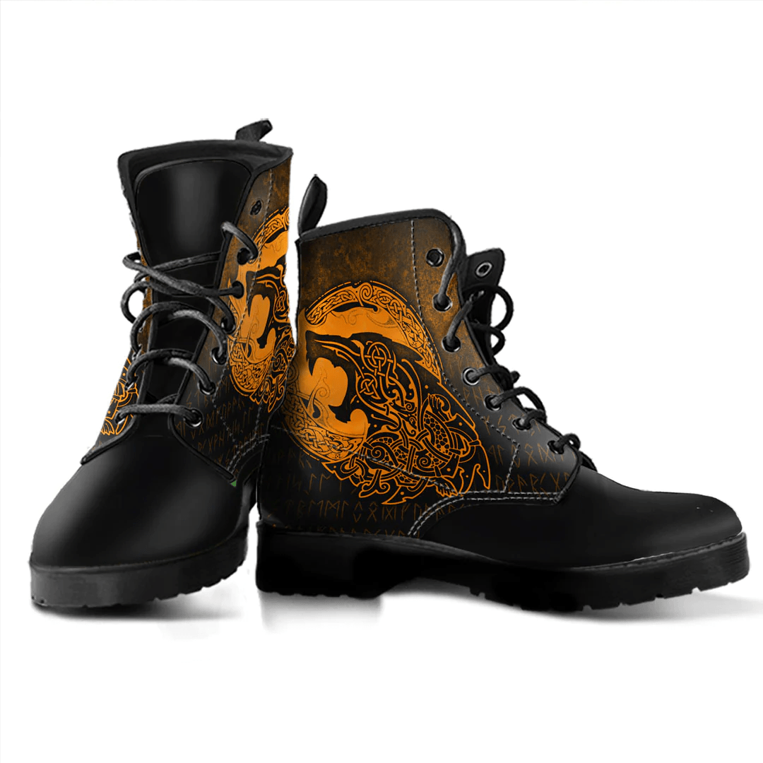 Boots Fenrir Vikingd Tattoo Gold Leather Boots