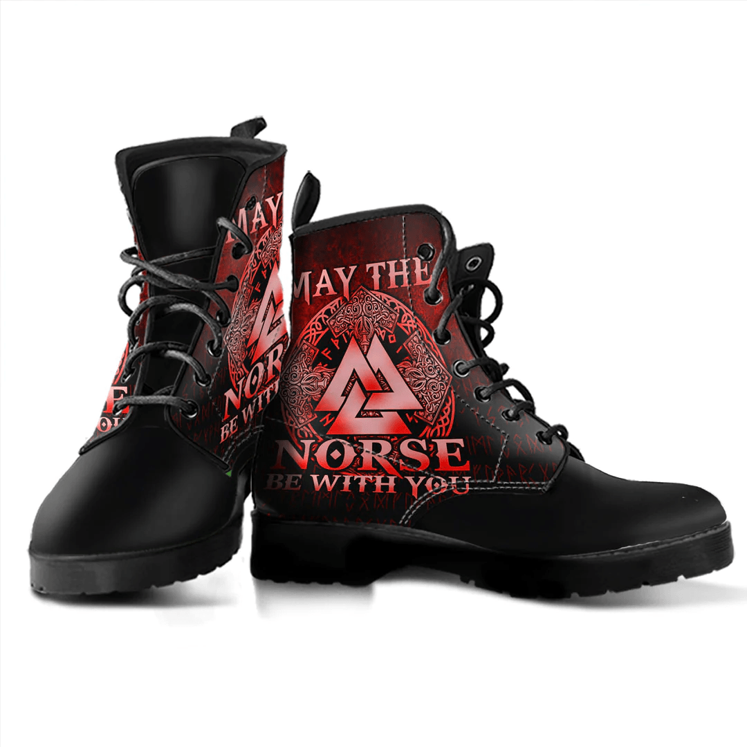Boots May The Norse Be With You Viking Red Leather Boots