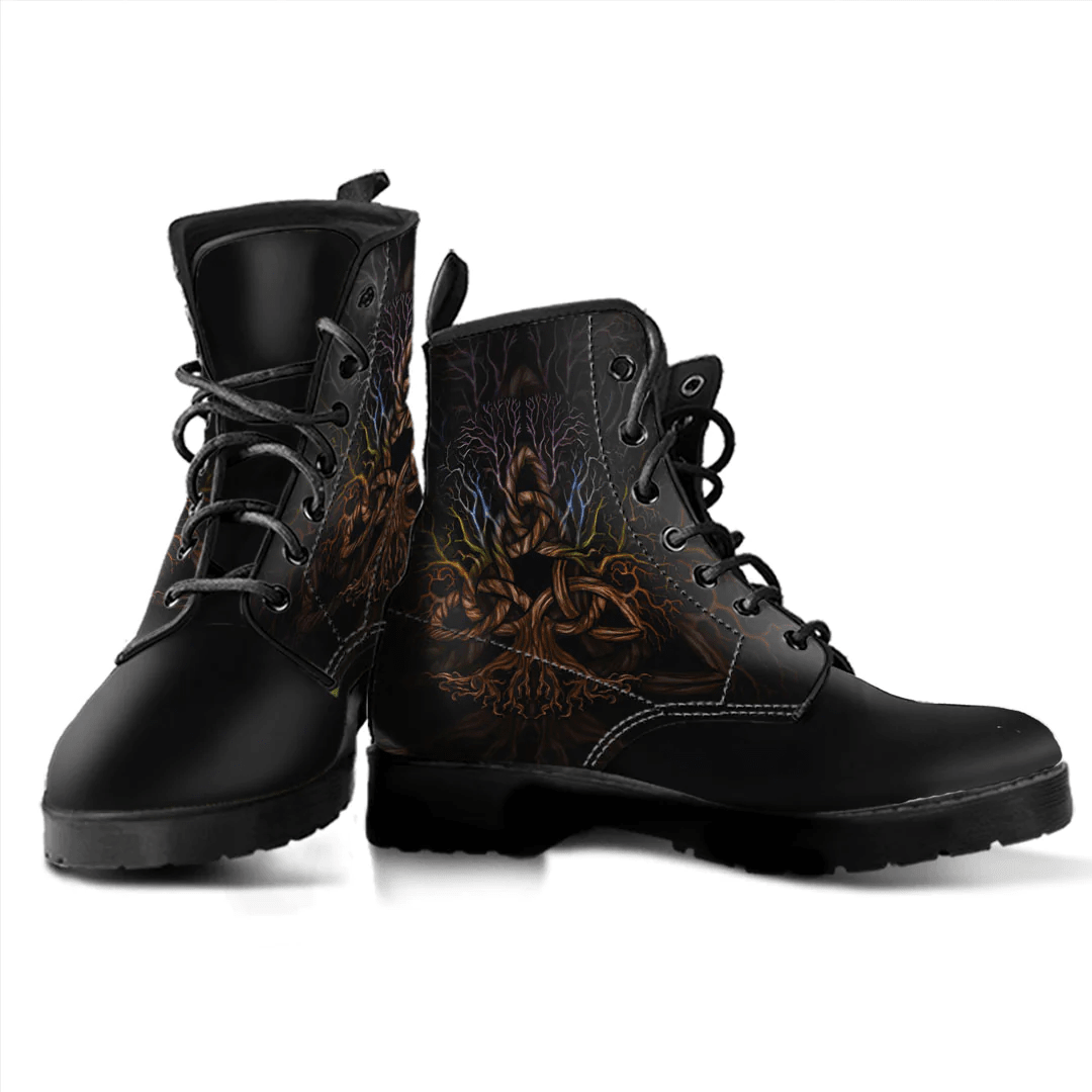 Boots Colorful Tree Of Life With Triquetra Leather Boots