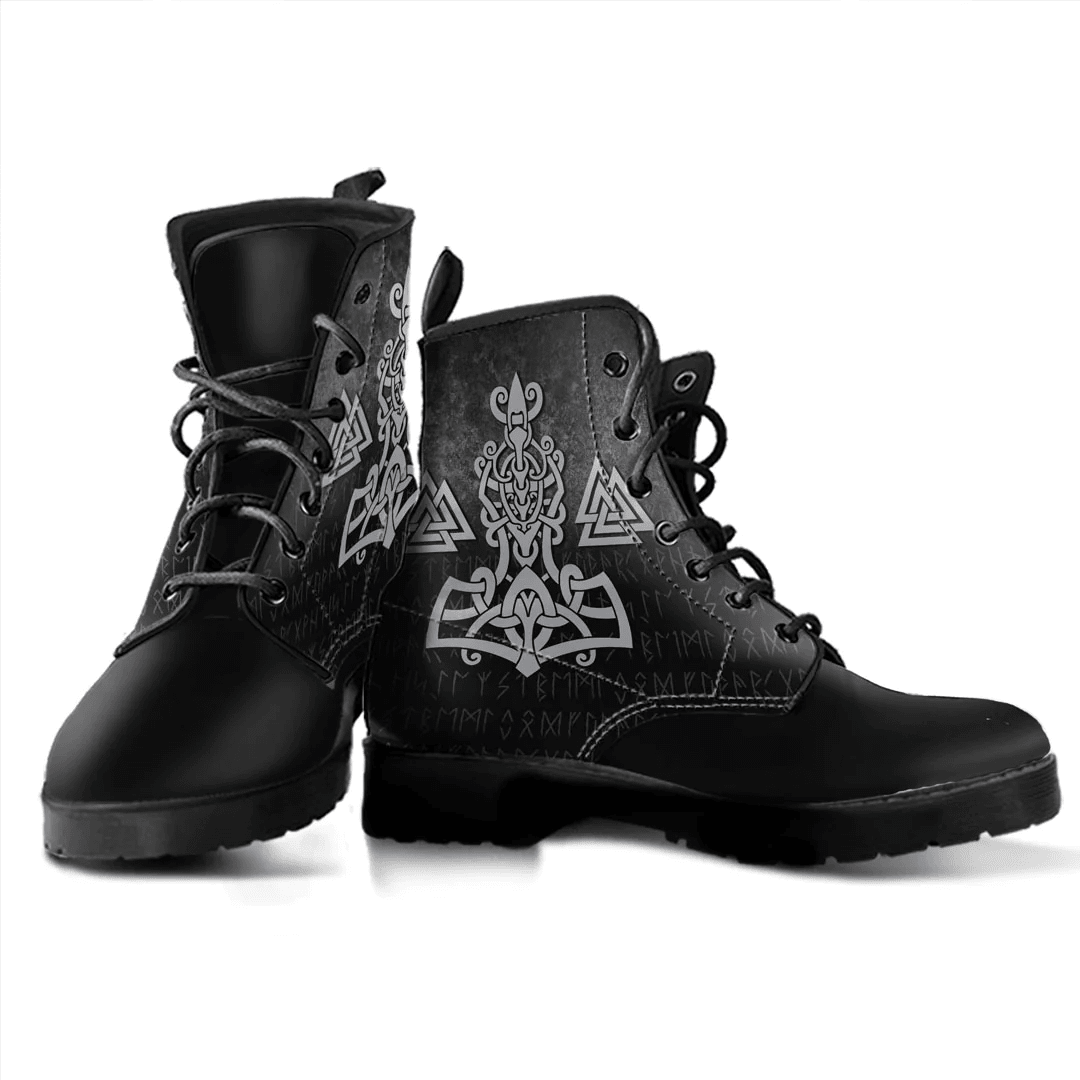 Boots Mjolnir And Valknut Leather Boots