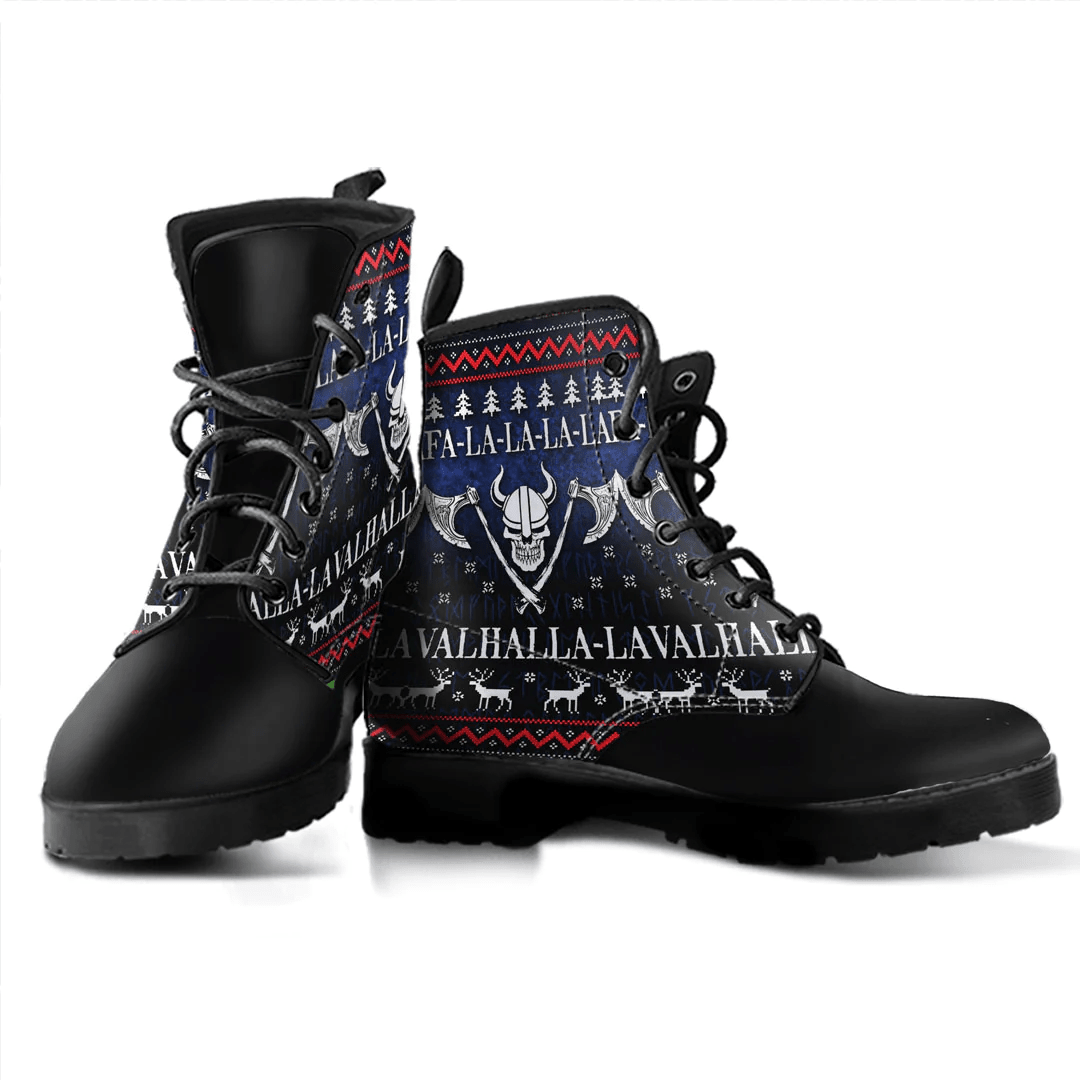 Boots Ugly Christmas Viking Fa La La La La Valhalla La Leather Boots