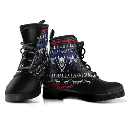 Boots Ugly Christmas Viking Fa La La La La Valhalla La Leather Boots