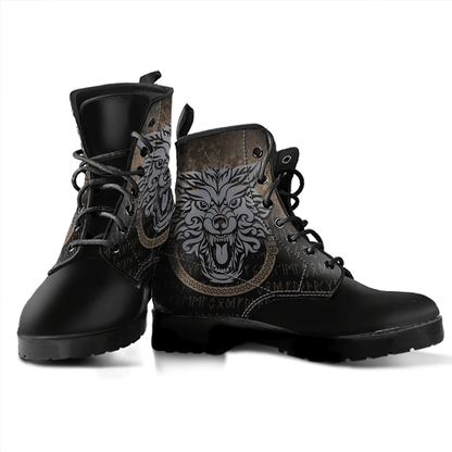 Boots Norse Pagan Viking Wolf Leather Boots