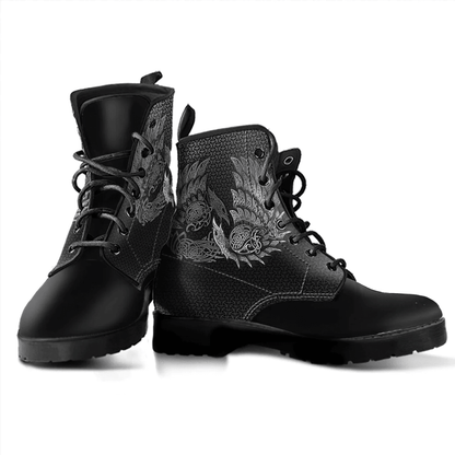 Boots Ragnarok Huginn Muninn Silver Leather Boots