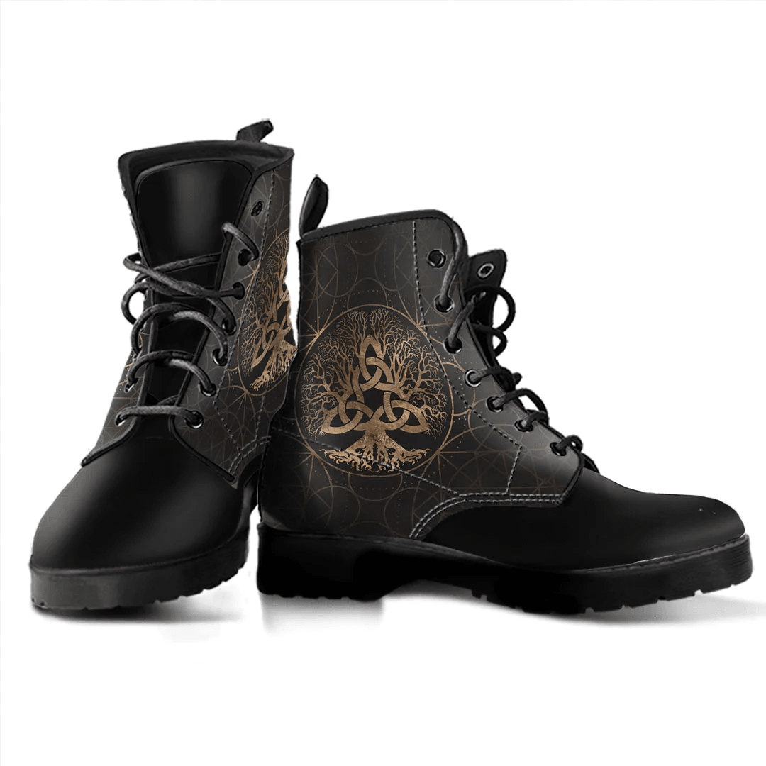 Boots Tree Of Life Yggdrasil With Triquetra Leather Boots
