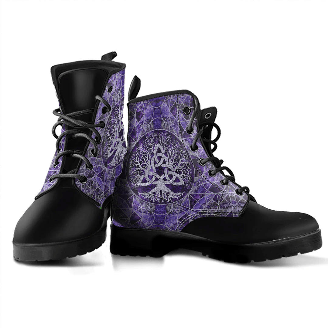 Boots Tree Of Life With Triquetra Amethyst And Silver Leather Boots