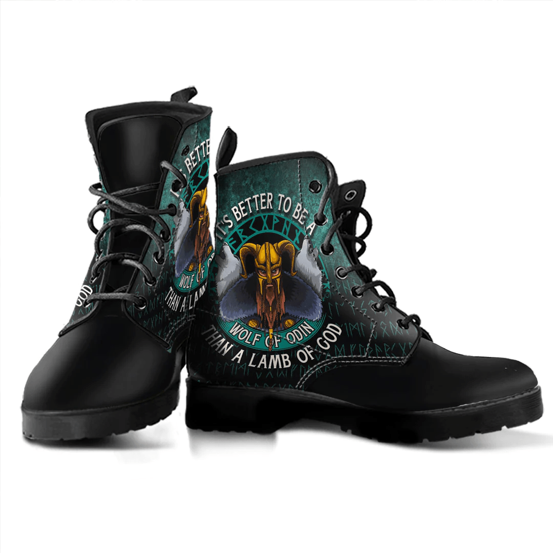 Boots Its Better To Be A Wolf Of Odin Than A Lamb Of God Leather Boots