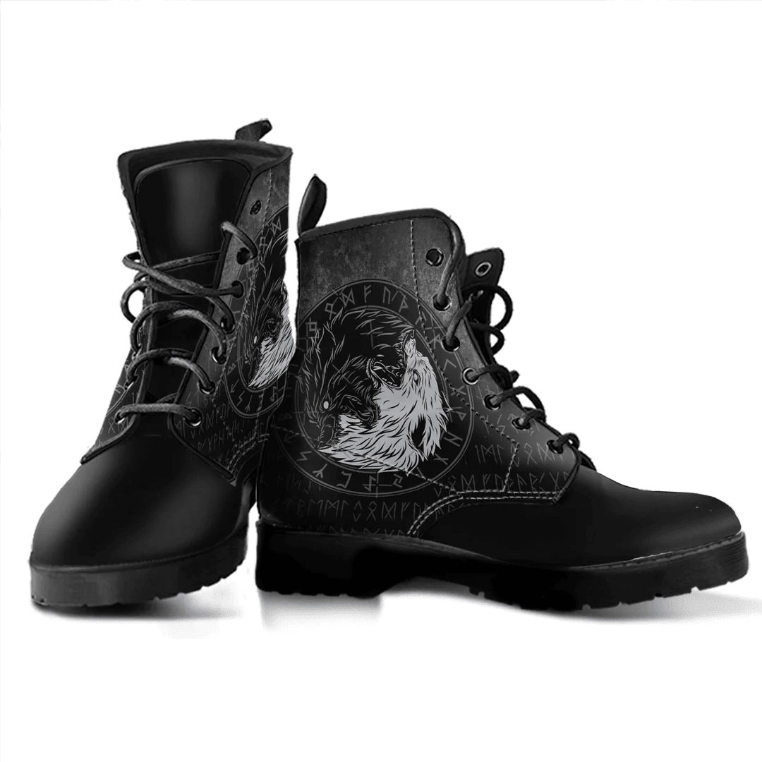 Boots Sons Of Fenrir Skoll And Hati Ying Yang Wolf Leather Boots