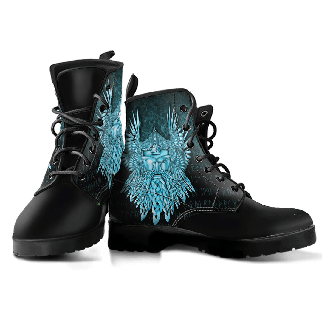 Boots Norse God Odin The All Father Cyan Leather Boots