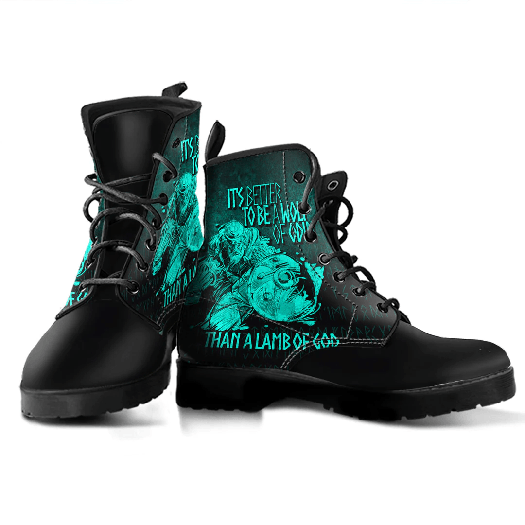 Boots It's Better To Be A Wolf Of Odin Than A Lamb Of God Leather Boots