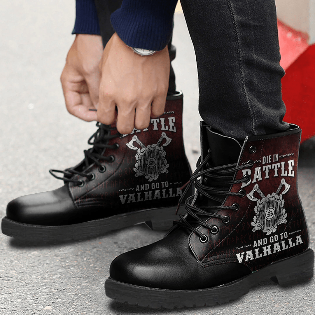 Boots Die In Battle And Go To Valhalla Leather Boots