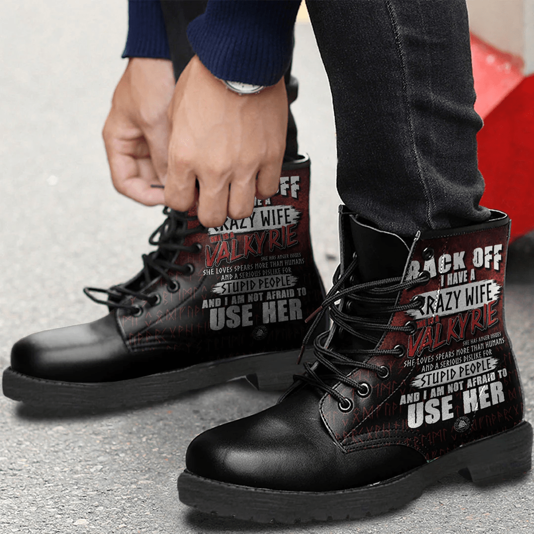 Boots Funny Viking Valkyrie Leather Boots