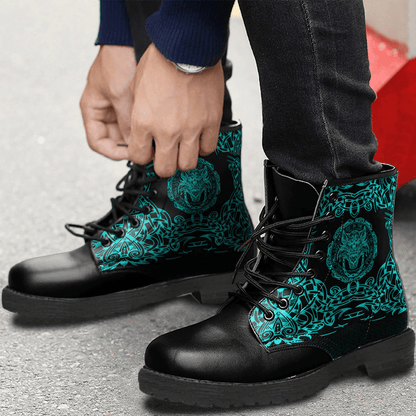 Boots Fenrir Vikingd Cyan Leather Boots