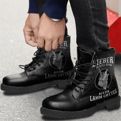 Boots Lieber Ein Wolf Odins Als Ein Lamm Gottes Leather Boots