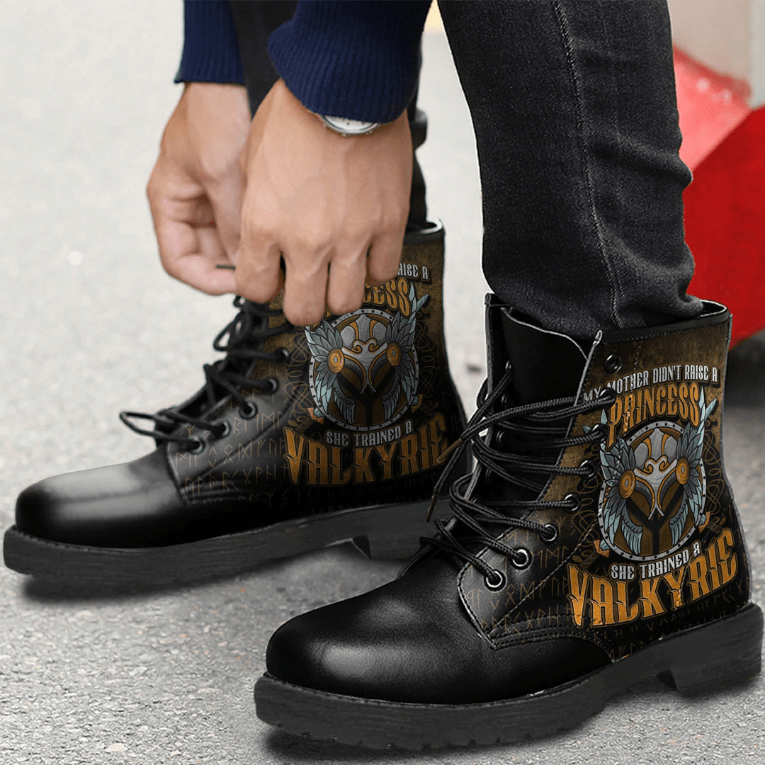 Boots My Mother Did'Nt Raise A Princess She Trained A Valkyrie Leather Boots
