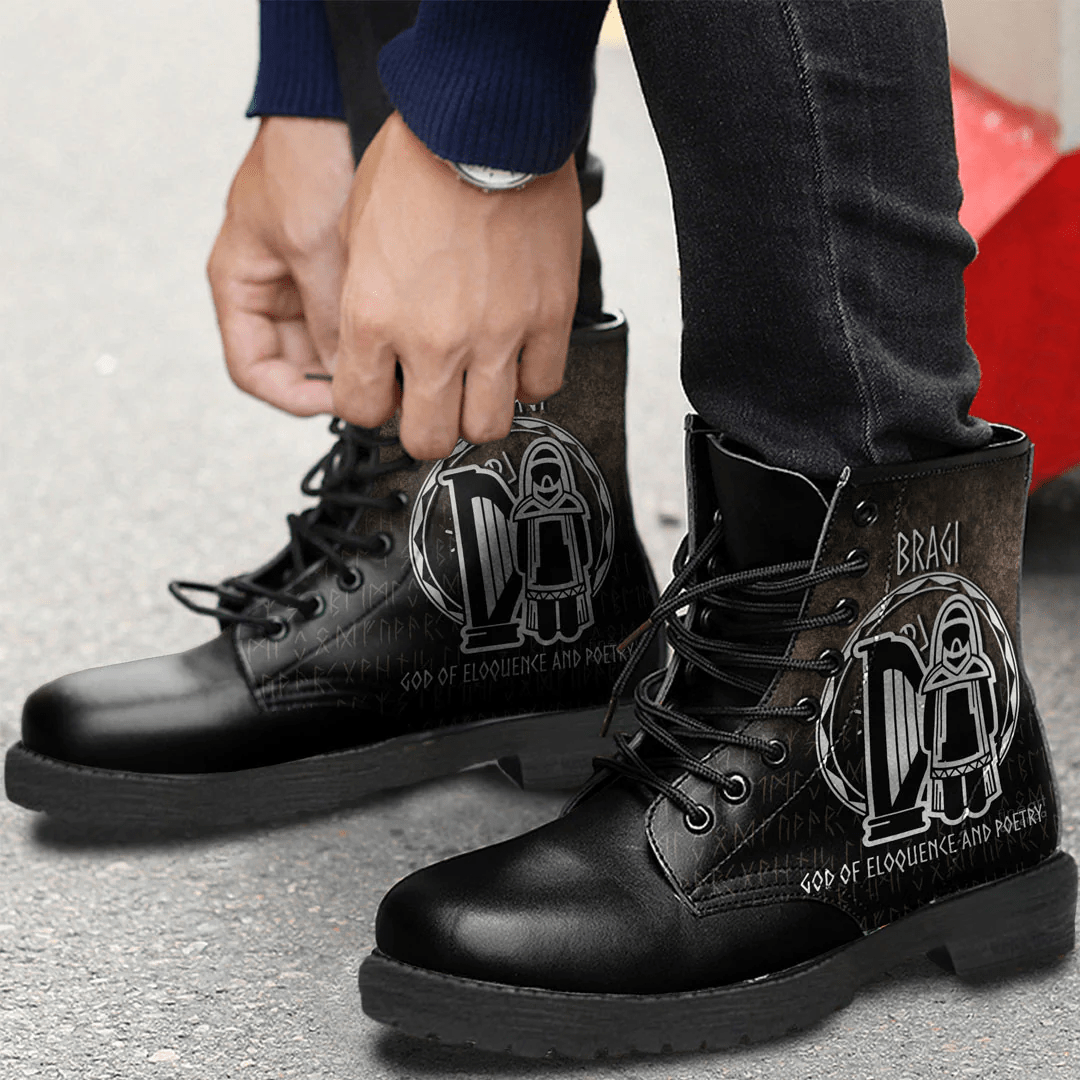 Boots Nordic Gods Goddesses Bragi For Scandanvian Viking Warriors Leather Boots
