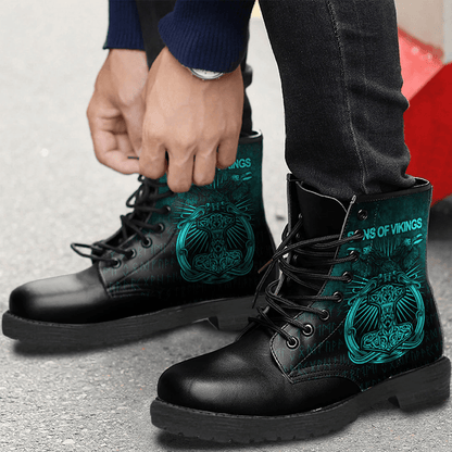 Boots Ravens Mjolnir Cyan Leather Boots