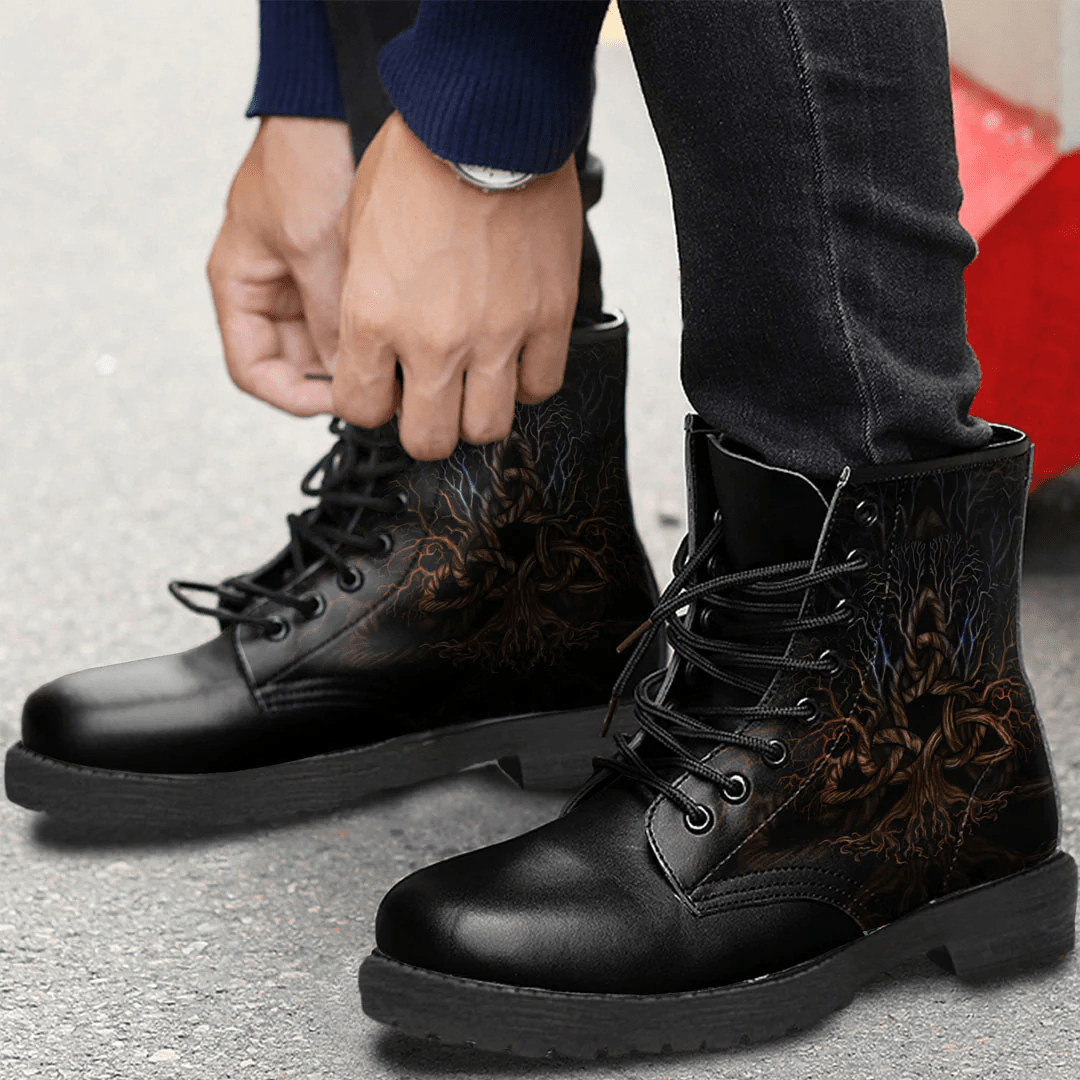 Boots Colorful Tree Of Life With Triquetra Leather Boots