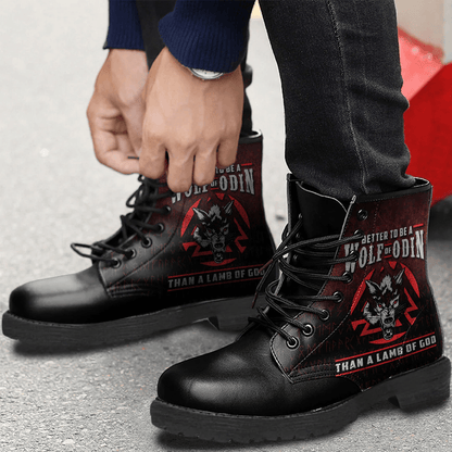Boots Better To Be A Wolf Of Odin Than A Lamb Of God Leather Boots