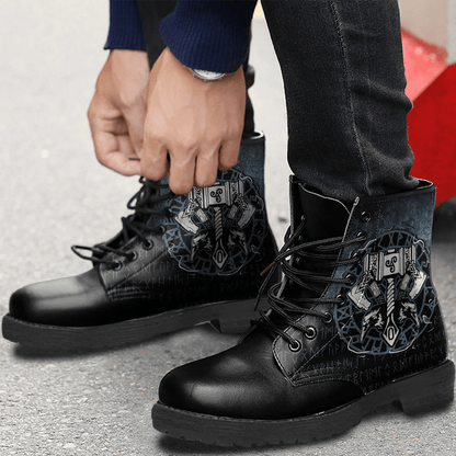 Boots Celtic Huginn And Muninn Raven Viking Leather Boots
