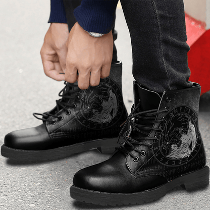 Boots Sons Of Fenrir Skoll And Hati Ying Yang Wolf Leather Boots